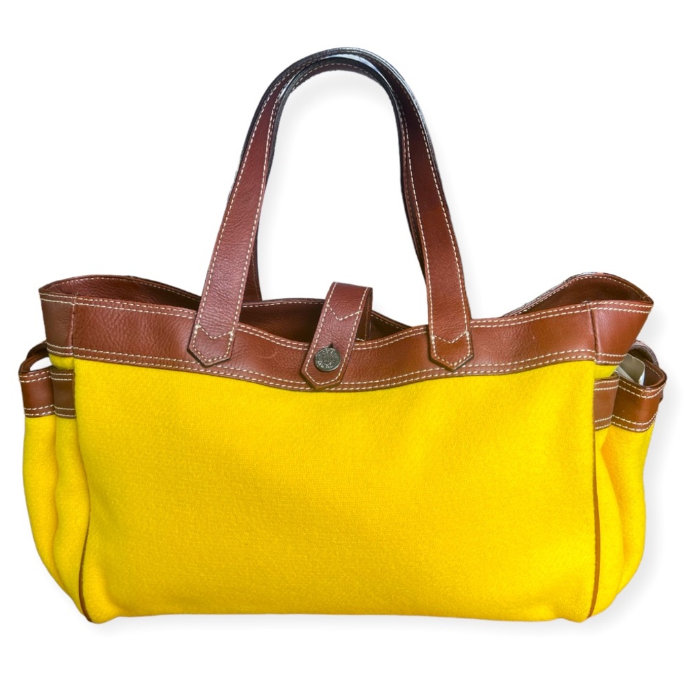 J. Crew NEW Yellow Wool Brown Leather Tote Bag